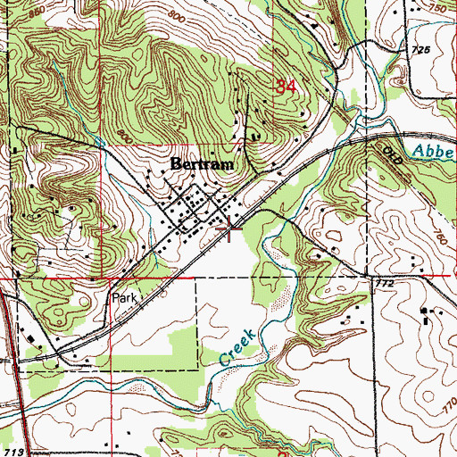 Topographic Map of Bertram, IA