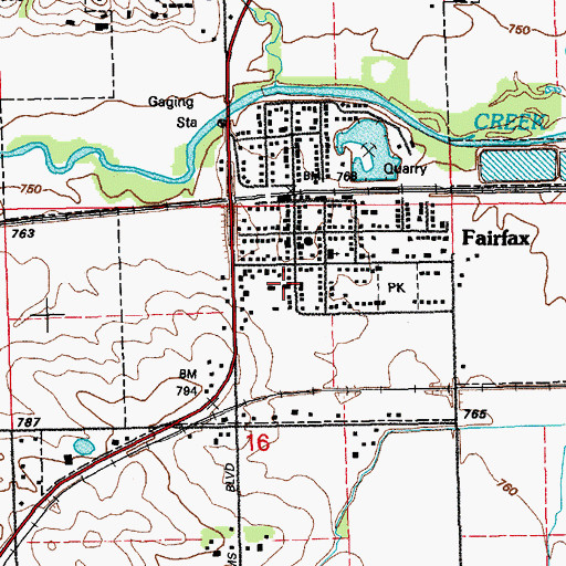 Topographic Map of Fairfax Volunteer Fire Department, IA