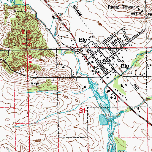 Topographic Map of Ely City Hall, IA