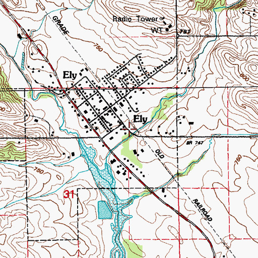 Topographic Map of College - Ely - Putnam Fire Department, IA