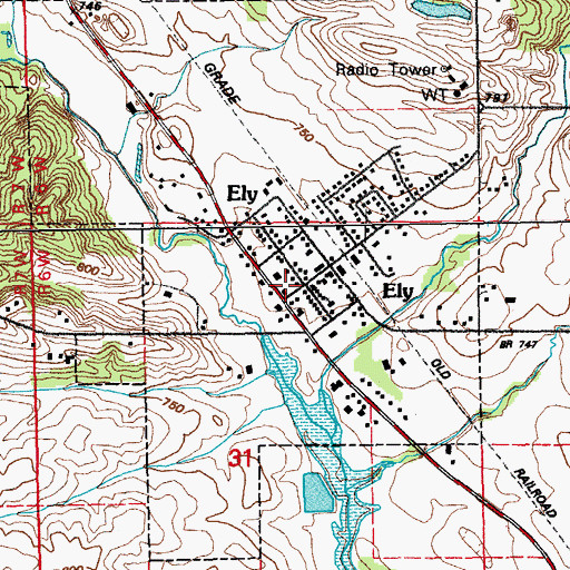 Topographic Map of Ely Post Office, IA