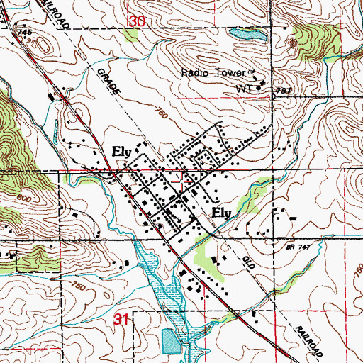 Topographic Map of Ely (historical), IA