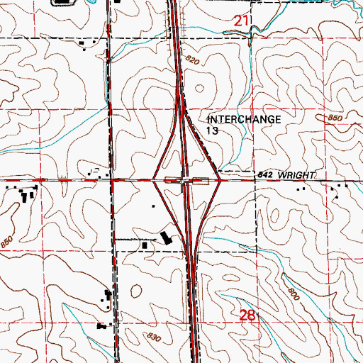 Topographic Map of Interchange 13, IA
