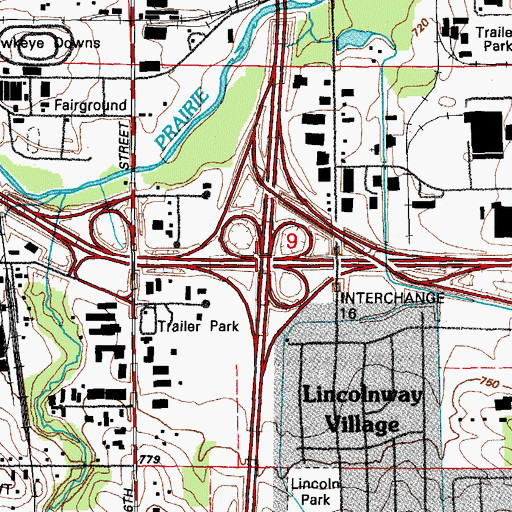 Topographic Map of Interchange 16, IA