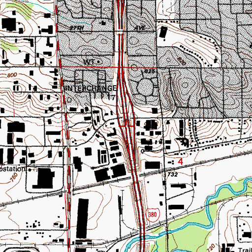 Topographic Map of Interchange 17, IA