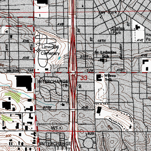 Topographic Map of Interchange 18, IA