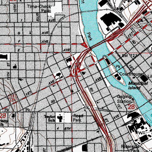 Topographic Map of Interchange 19B, IA