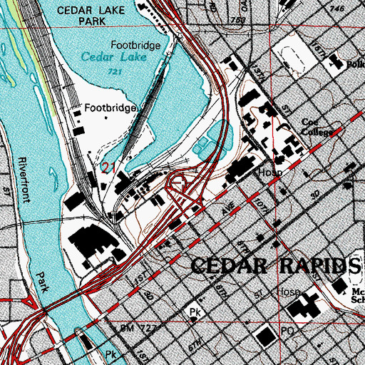 Topographic Map of Interchange 20, IA