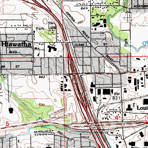 Topographic Map of Interchange 24B, IA