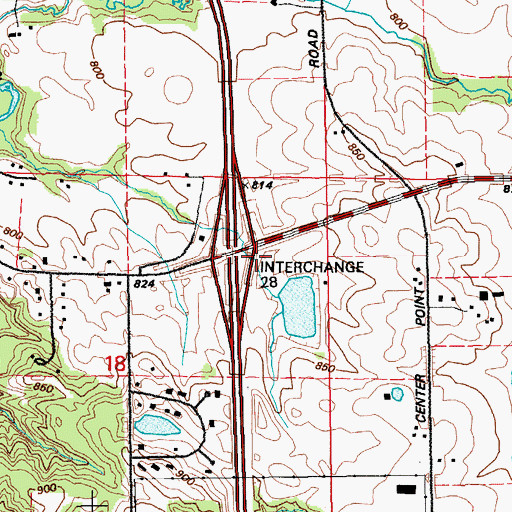 Topographic Map of Interchange 28, IA