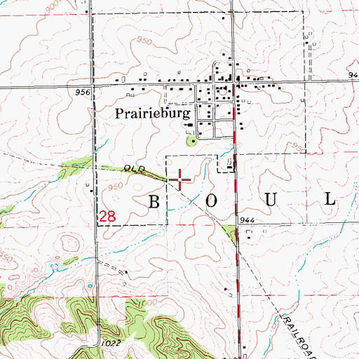 Topographic Map of Prairieburg (historical), IA