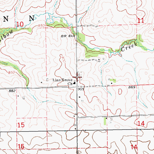 Topographic Map of Linn Grove Cemetery, IA