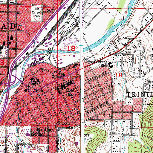 Topographic Map of Trinidad, CO