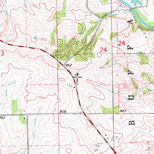 Topographic Map of Harts Cemetery, IA