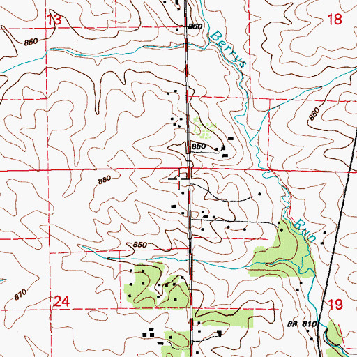 Topographic Map of Hoosier Bend Cemetery, IA