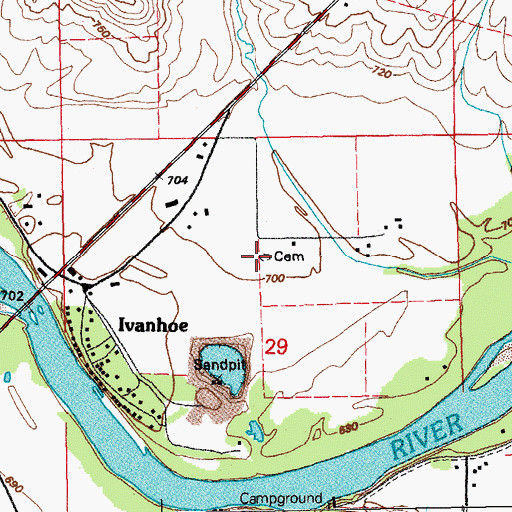 Topographic Map of Ivanhoe Cemetery, IA
