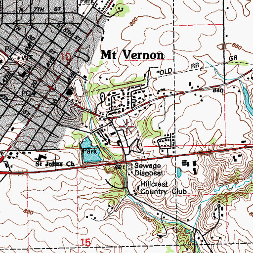 Topographic Map of Mount Vernon Cemetery, IA