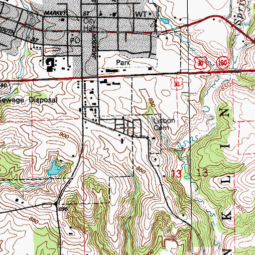 Topographic Map of Lisbon Cemetery, IA