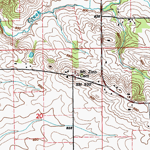 Topographic Map of Mount Zion Cemetery, IA