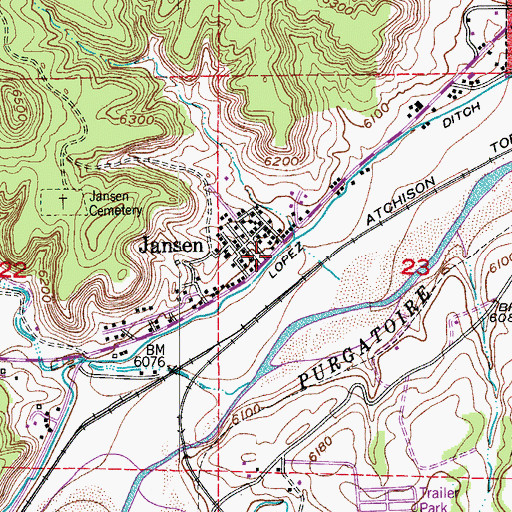Topographic Map of Jansen, CO