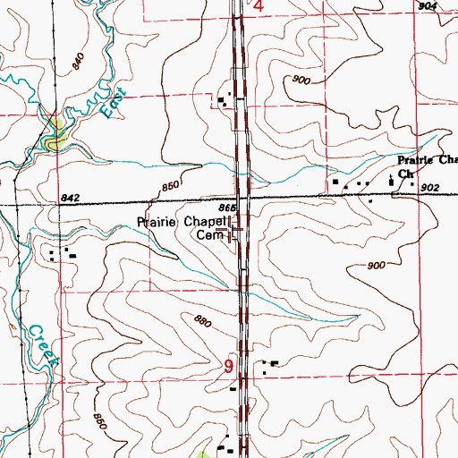 Topographic Map of Prairie Chapel Cemetery, IA