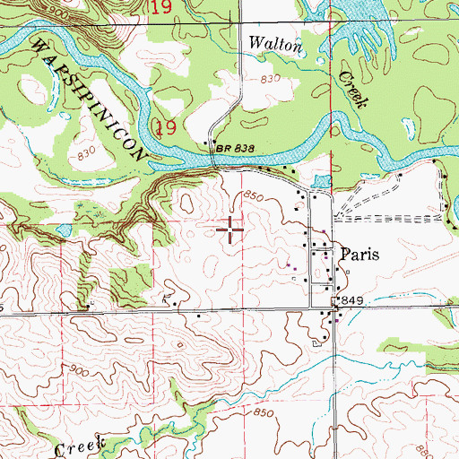 Topographic Map of Paris Cemetery, IA