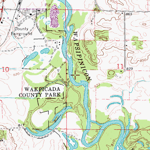 Topographic Map of Wakpicada County Park, IA