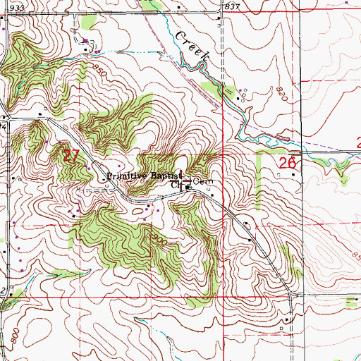 Topographic Map of Green's Grove Cemetery, IA
