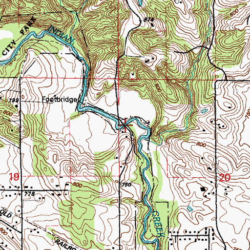 Topographic Map of Indian Creek Bridge, IA