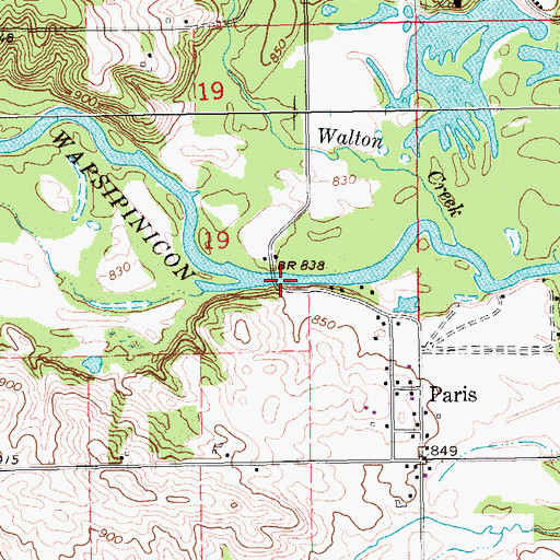 Topographic Map of Upper Paris Bridge, IA