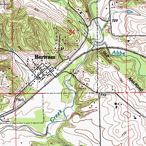 Topographic Map of Bertram Bridge, IA