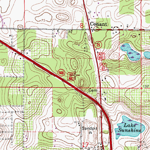 Topographic Map of Lady Lake Town Hall, FL