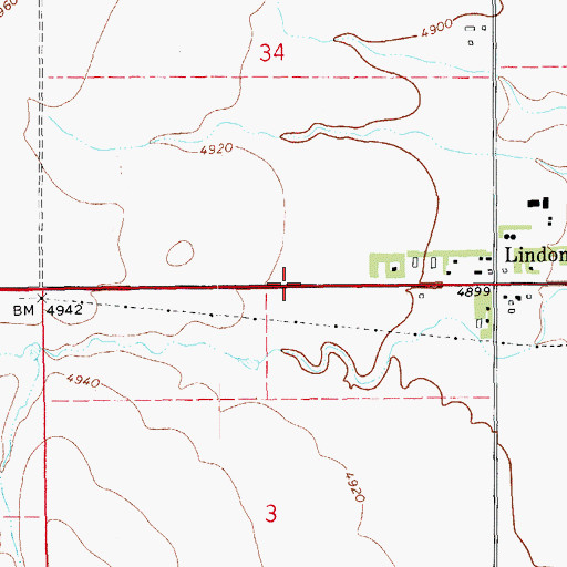 Topographic Map of Lindon, CO