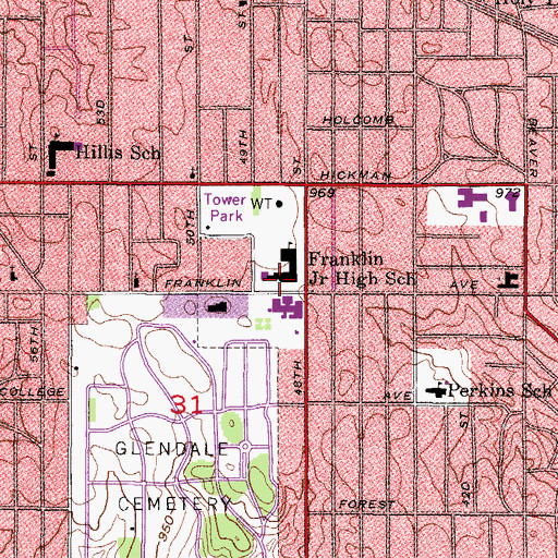 Topographic Map of First Federated Church, IA