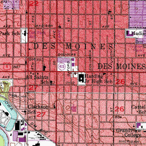 Topographic Map of Highland Park Lutheran Church, IA
