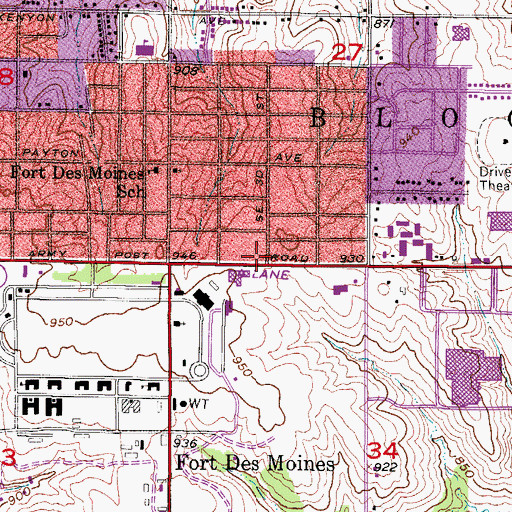Topographic Map of Fort Des Moines Church of Christ, IA