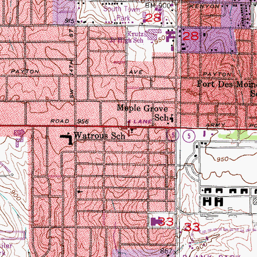 Topographic Map of Fort Des Moines Open Bible Church, IA