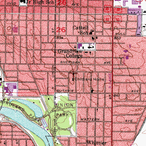 Topographic Map of Union Park Baptist Church, IA
