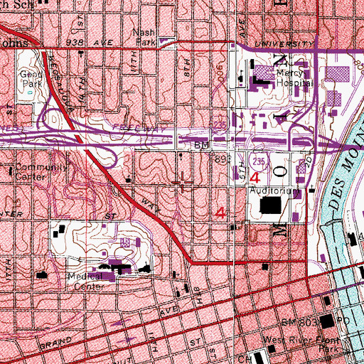 Topographic Map of Burns United Methodist Church, IA