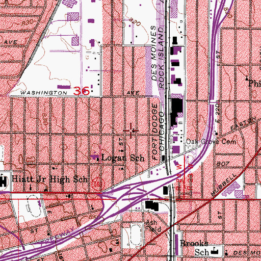 Topographic Map of Greater Love Church of God, IA