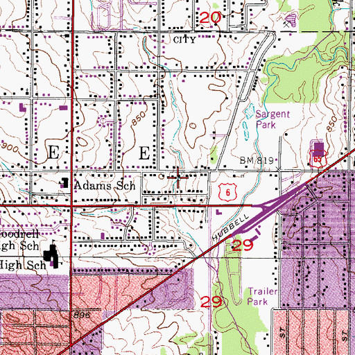 Topographic Map of Des Moines Northeast Branch Church, IA