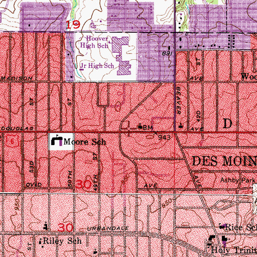 Topographic Map of First Church of the Nazarene, IA