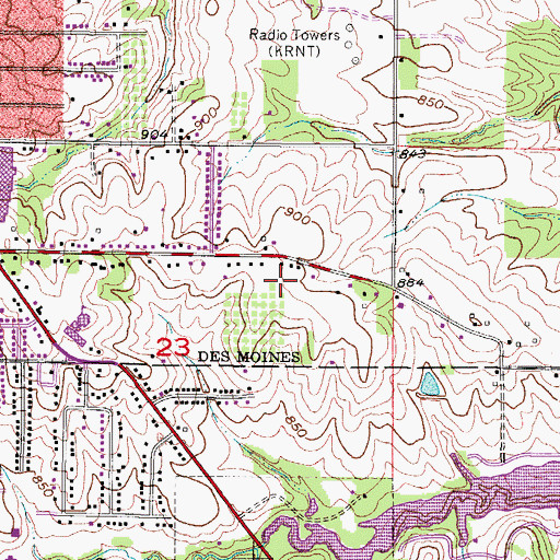 Topographic Map of Evergreen Church of Christ, IA