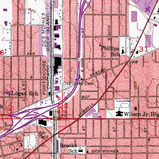 Topographic Map of Sunshine Open Bible Tabernacle, IA