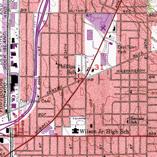 Topographic Map of Easton Place United Methodist Church, IA