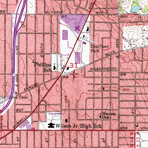 Topographic Map of Calvary Apostolic Church, IA