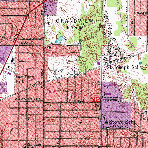 Topographic Map of First Presbyterian Church, IA