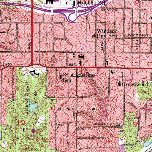 Topographic Map of Des Moines Valley Friends Church, IA