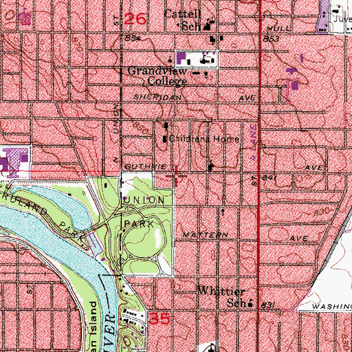 Topographic Map of Korean United Methodist Church, IA
