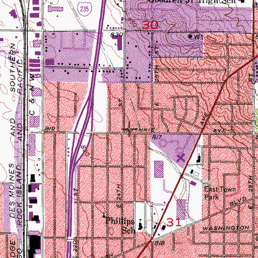 Topographic Map of Central Bible Church, IA